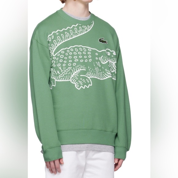 NWOT Lacoste Men’s Round Neck Loose Fit Croc Print Jogger Sweatshirt Size M - Picture 9 of 13